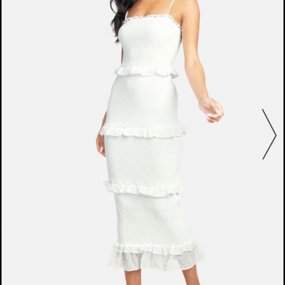 White Bebe fitted midi dress, size small